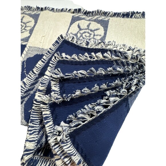 Classic Collection Blue and White Nautical Placemats Set of 6 Fabric Place Mats - Picture 4 of 10